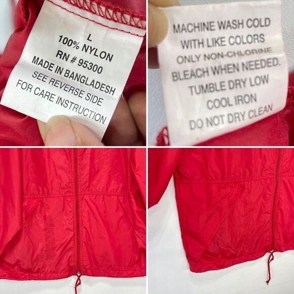 Casual Gear Rain Hooded Mens Large Red Long Sleeve Full Zip Jacket - Picture 8 of 14